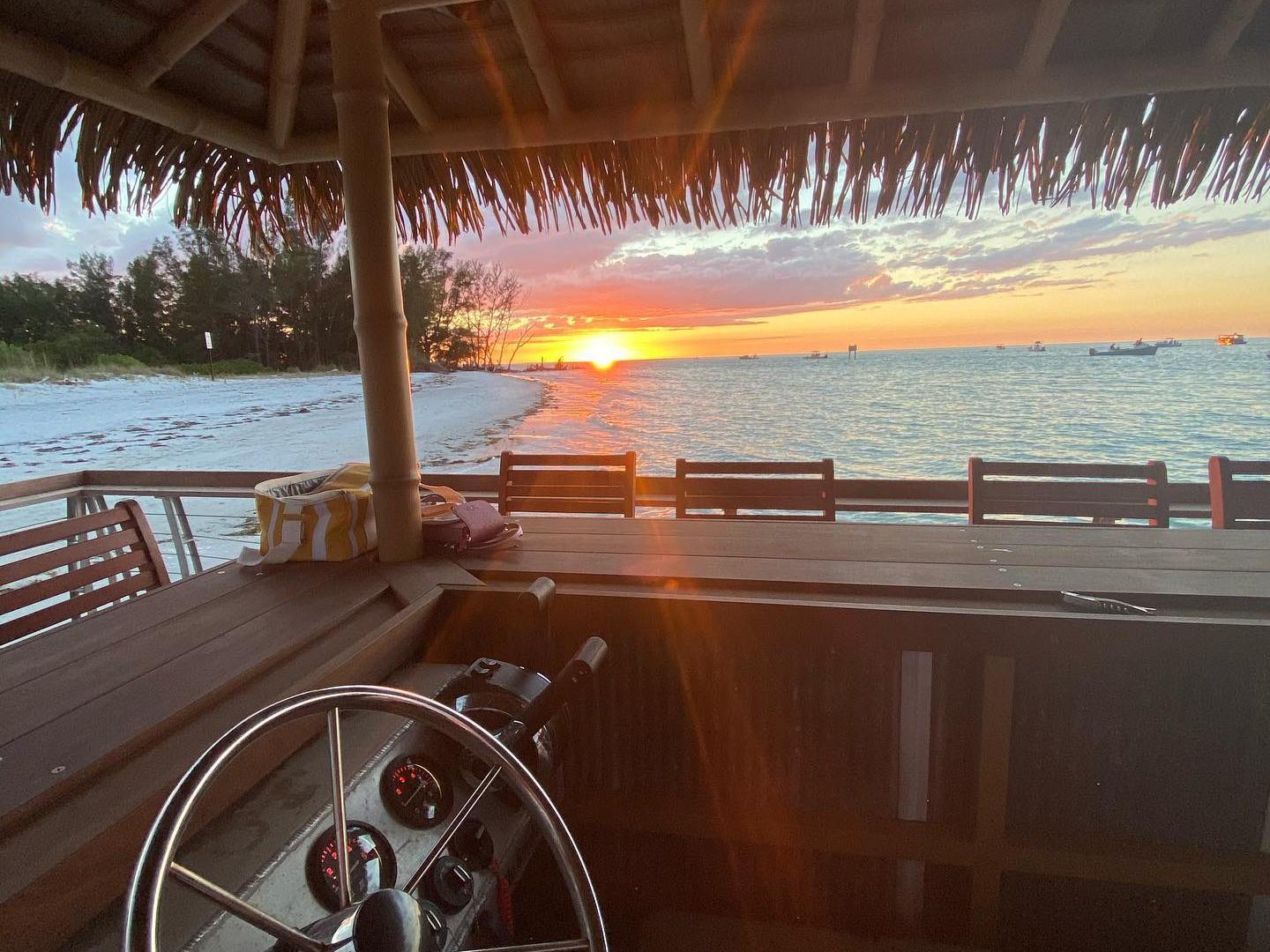 tiki bar at sunset